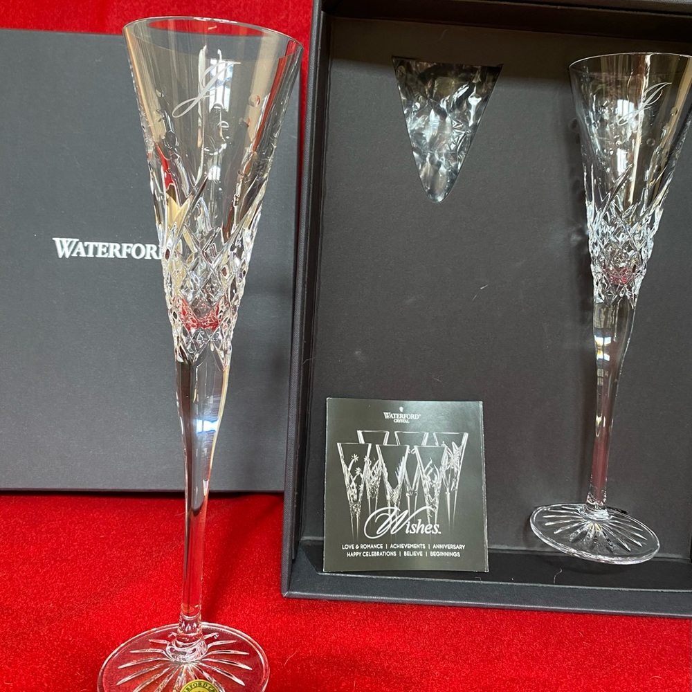 Waterford Crystal Champagne Flutes
These flutes are personalized with J